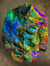 Abstrakte Farbe Clash Art Rendering lässig bedrucktes Langarm-Shirt