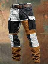 Herren Retro-Farb block Distressed Pocket Cargo hosen