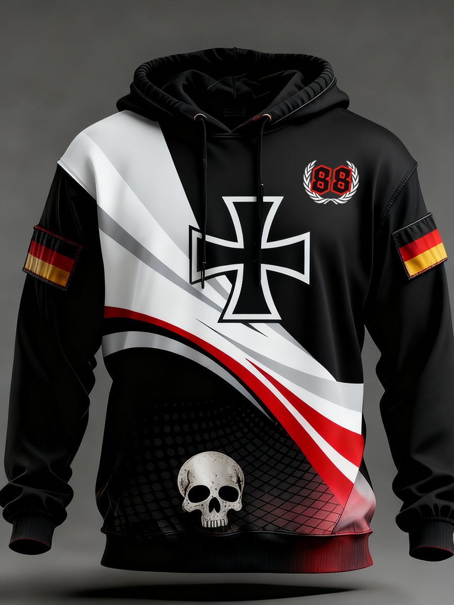 Herren Vintage Deutsche Flagge Kunstdruck Hoodie