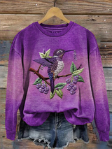 Regelmäßiges Sweatshirt mit Blumen druck für Damen lila Kolibri