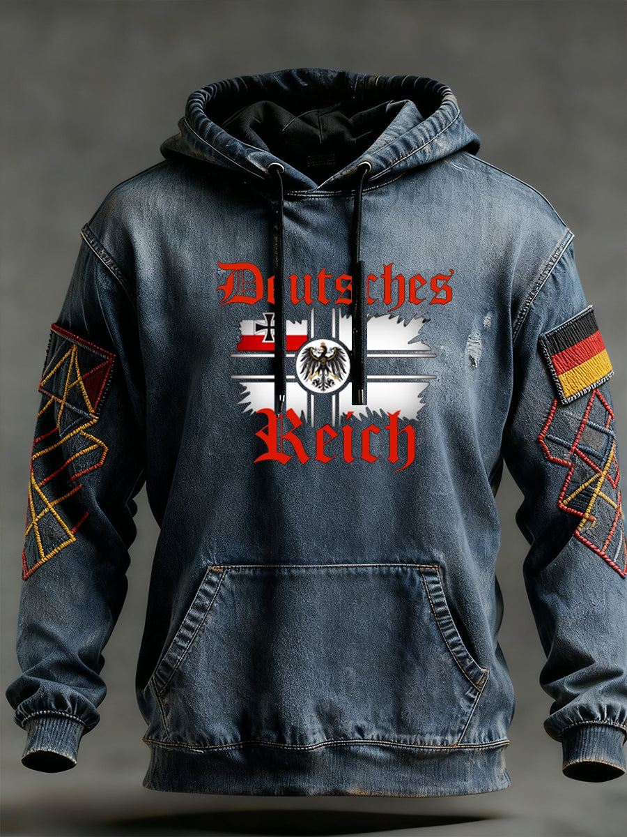 Herren Vintage Deutsche Flagge Kunstdruck Hoodie