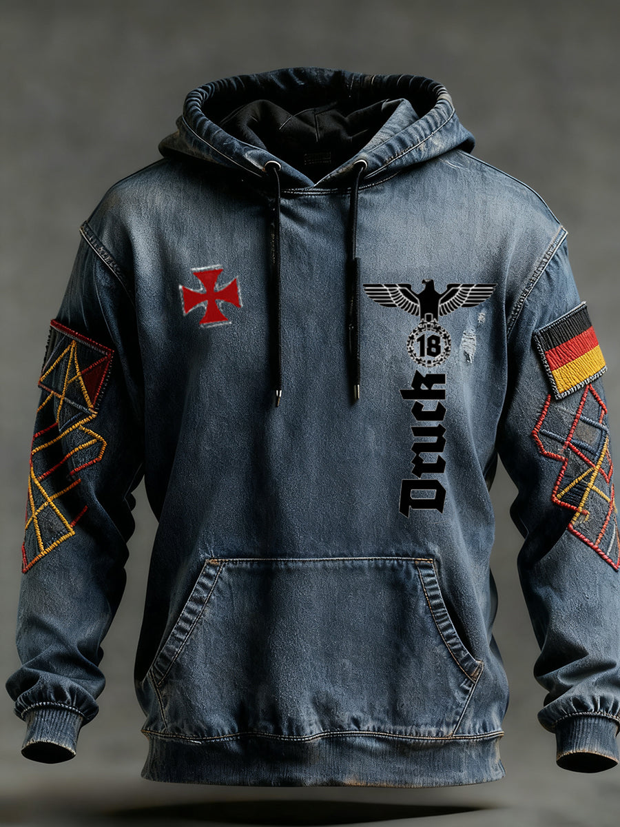 Herren Vintage Deutsche Flagge Kunstdruck Hoodie