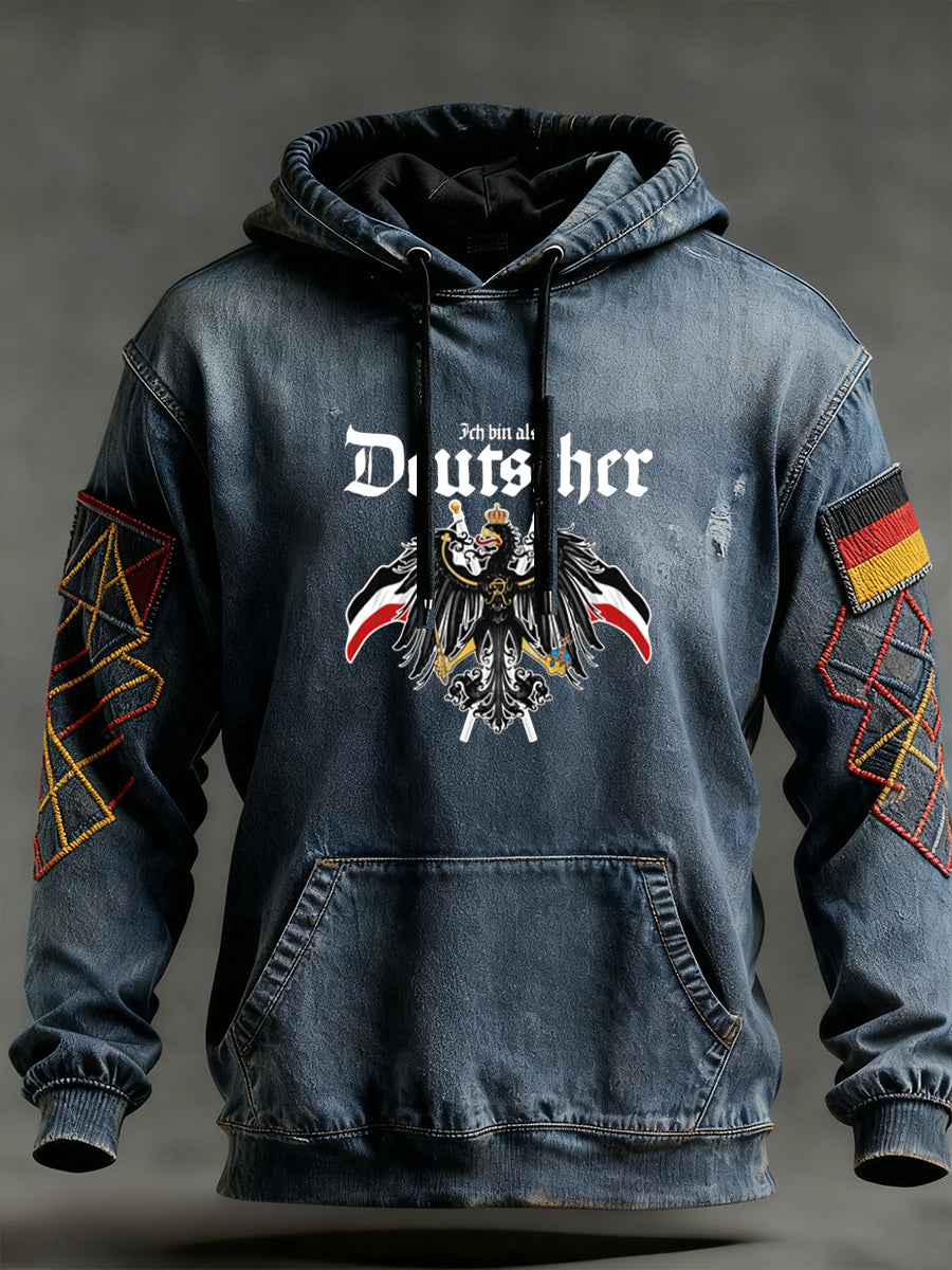 Herren Vintage Deutsche Flagge Kunstdruck Hoodie