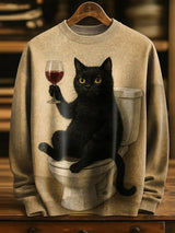 Herren Retro Abstrakter Kunstdruck Komfortabel gestrickter Pullover Pullover