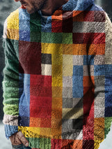 Retro Abstrakter Kunstdruck Lässiger bequemer Strick-Hoodie
