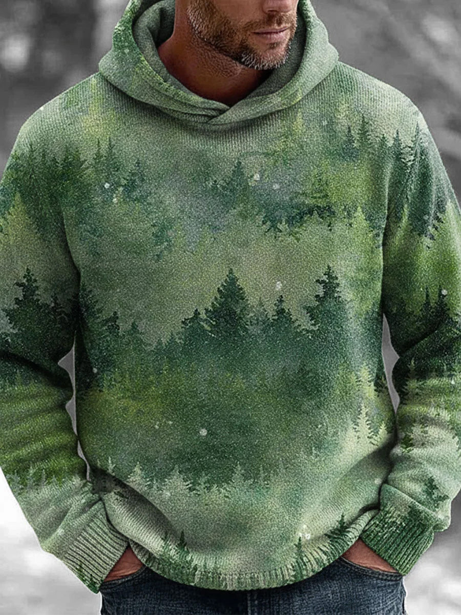 Retro Abstrakter Kunstdruck Lässiger bequemer Strick-Hoodie