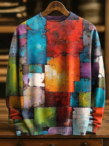 Herren Retro Abstrakter Kunstdruck Komfortabel gestrickter Pullover Pullover