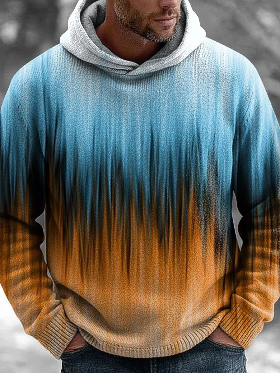 Retro Abstrakter Kunstdruck Lässiger bequemer Strick-Hoodie