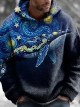 Retro Abstrakter Kunstdruck Lässiger bequemer Strick-Hoodie