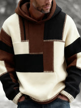 Retro Abstrakter Kunstdruck Lässiger bequemer Strick-Hoodie