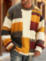 Herren Retro Abstrakter Kunstdruck Komfortabel gestrickter Pullover Pullover