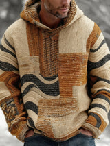 Retro Abstrakter Kunstdruck Lässiger bequemer Strick-Hoodie