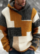 Retro Abstrakter Kunstdruck Lässiger bequemer Strick-Hoodie