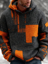 Retro Abstrakter Kunstdruck Lässiger bequemer Strick-Hoodie