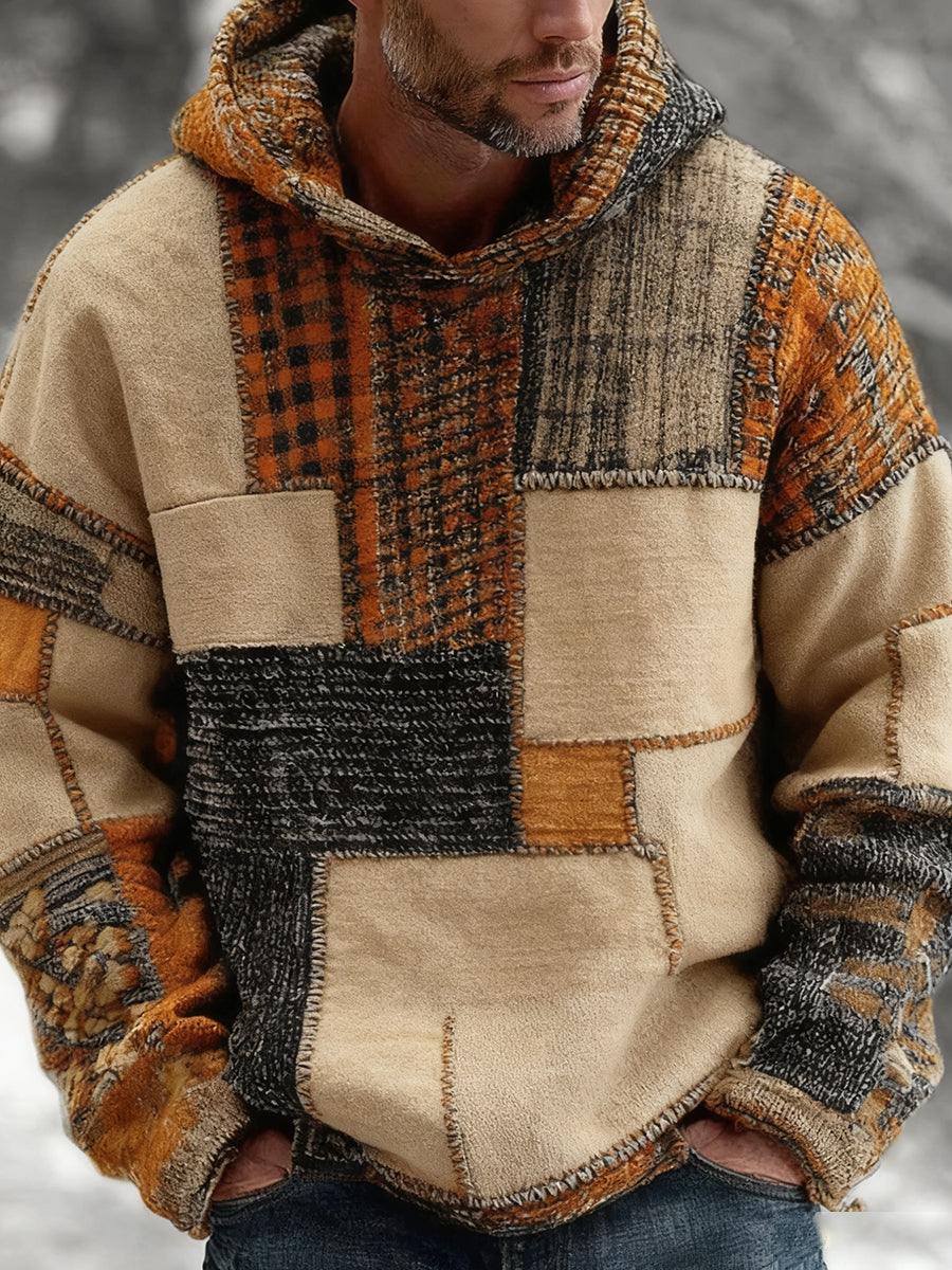 Retro Abstrakter Kunstdruck Lässiger bequemer Strick-Hoodie