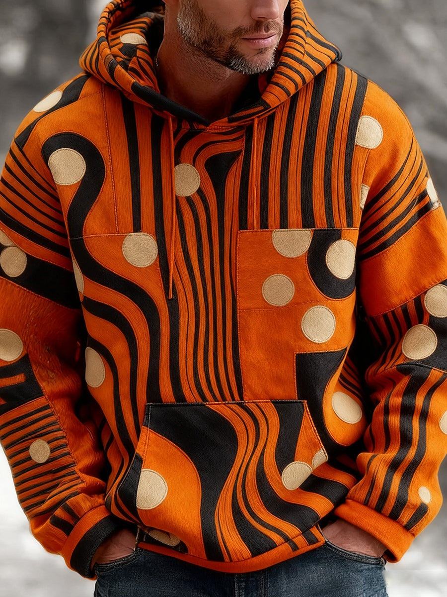 Retro Abstrakter Kunstdruck Lässiger bequemer Strick-Hoodie