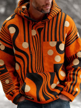 Retro Abstrakter Kunstdruck Lässiger bequemer Strick-Hoodie