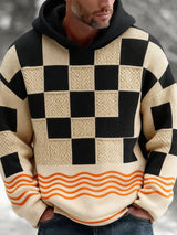 Retro Abstrakter Kunstdruck Lässiger bequemer Strick-Hoodie