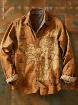 Herren Retro Abstrakt Kunstdruck Lässiges Langarm-Hemd