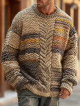 Herren Retro Abstrakter Kunstdruck Komfortabel gestrickter Pullover Pullover