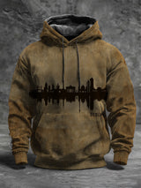 Herren brauner Berliner Skyline-Reflexions druck Hoodie