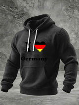 Herren Black Grid Cotton "I Love Germany" Print Hoodie
