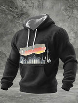 Herren Black Grid Baumwolle Berlin Landmark & Eagle Print Hoodie