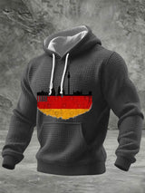 Männer Schwarz Grid Baumwolle Deutschland Flagge & Skyline Print Hoodie