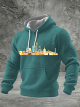 Herren Teal Grid Baumwolle Berlin Skyline Print Hoodie