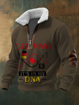 Herren Brown "Deutschland, es ist in meiner DNA" Print Sherpa - Lined Zip Hoodie