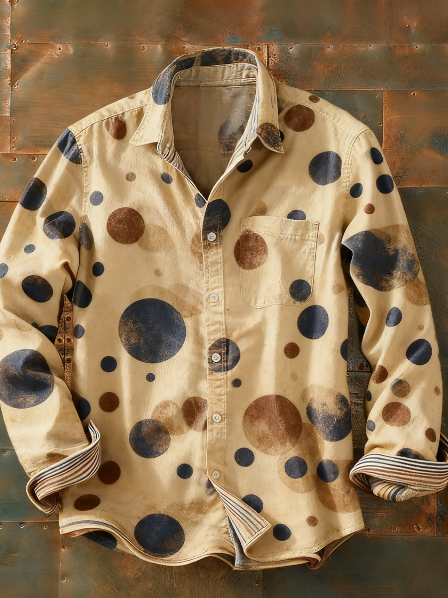 Herren Retro Abstrakt Kunstdruck Lässiges Langarm-Hemd