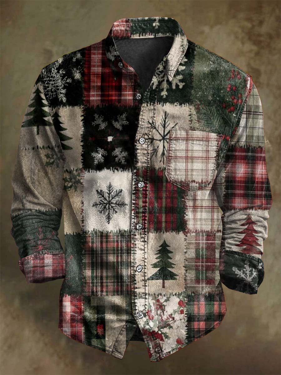 Weihnachts schneeflocke kariertes Print Lässiges Langarm-Shirt