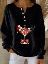 Damen Retro Faith Der Weihnachts mann Cocktail Print Langarm Pullover