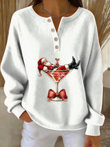 Damen Retro Faith Der Weihnachts mann Cocktail Print Langarm Pullover