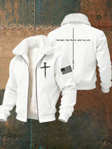 Herren Jesus Die Art und Weise Die Wahrheit Das Leben Kreuz Pelz kragen Zip-Up Jacke