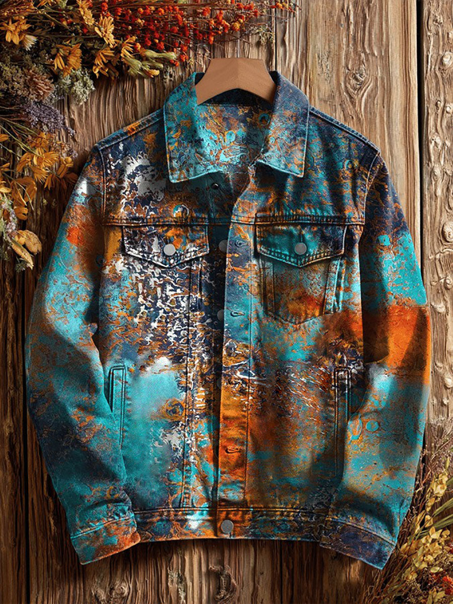 Freizeit jacke mit abstraktem Kunstdruck für Herren