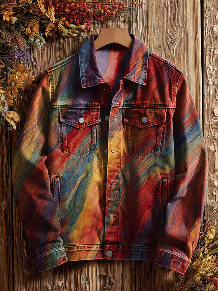 Freizeit jacke mit abstraktem Kunstdruck für Herren