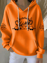 Frauen Highland Kuh Print Casual Hoodie