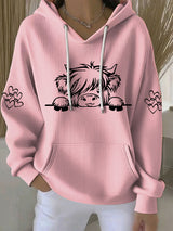 Frauen Highland Kuh Print Casual Hoodie