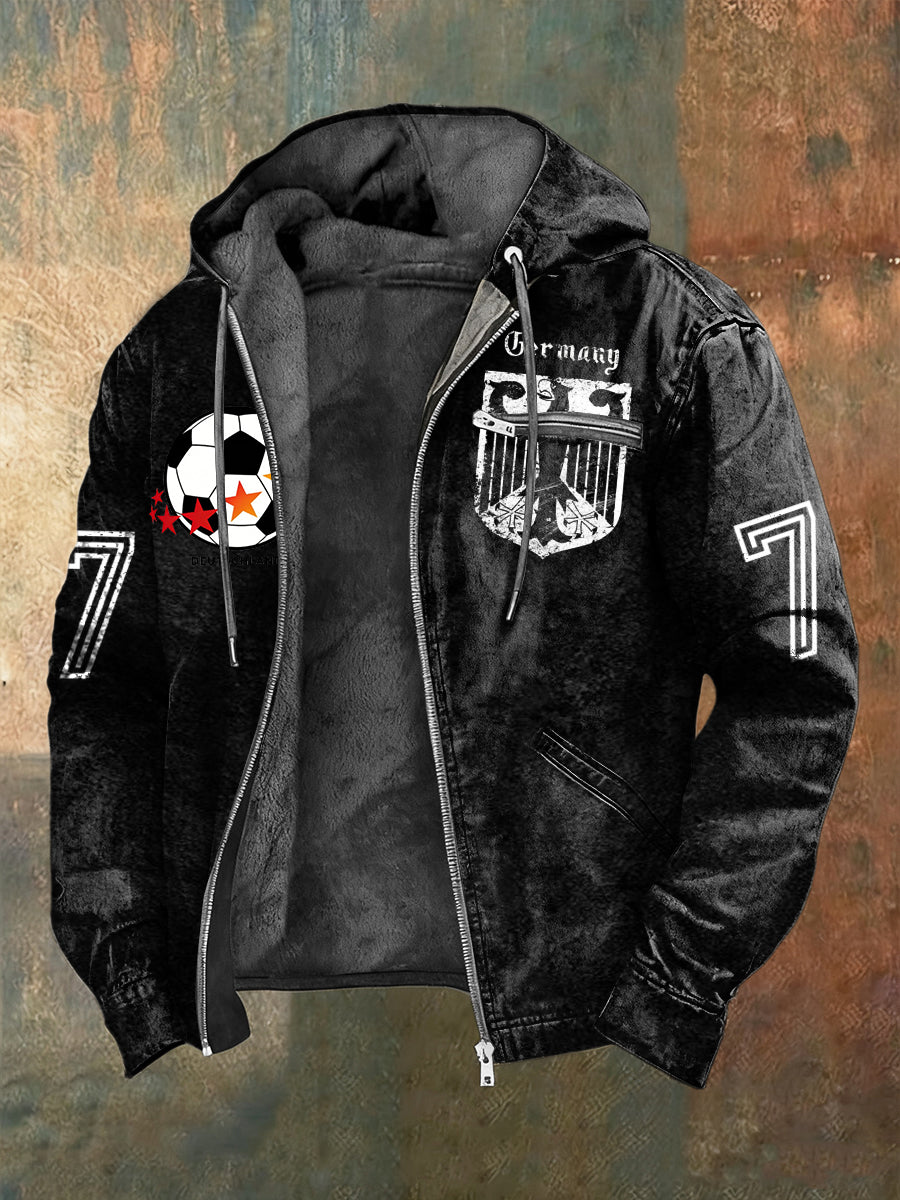 Herren Distressed Deutschland Fußball Grafik Zip Jacke