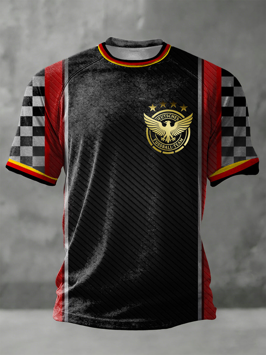 Herren schlankes deutsches Fußballteam-Abzeichen T-Shirt
