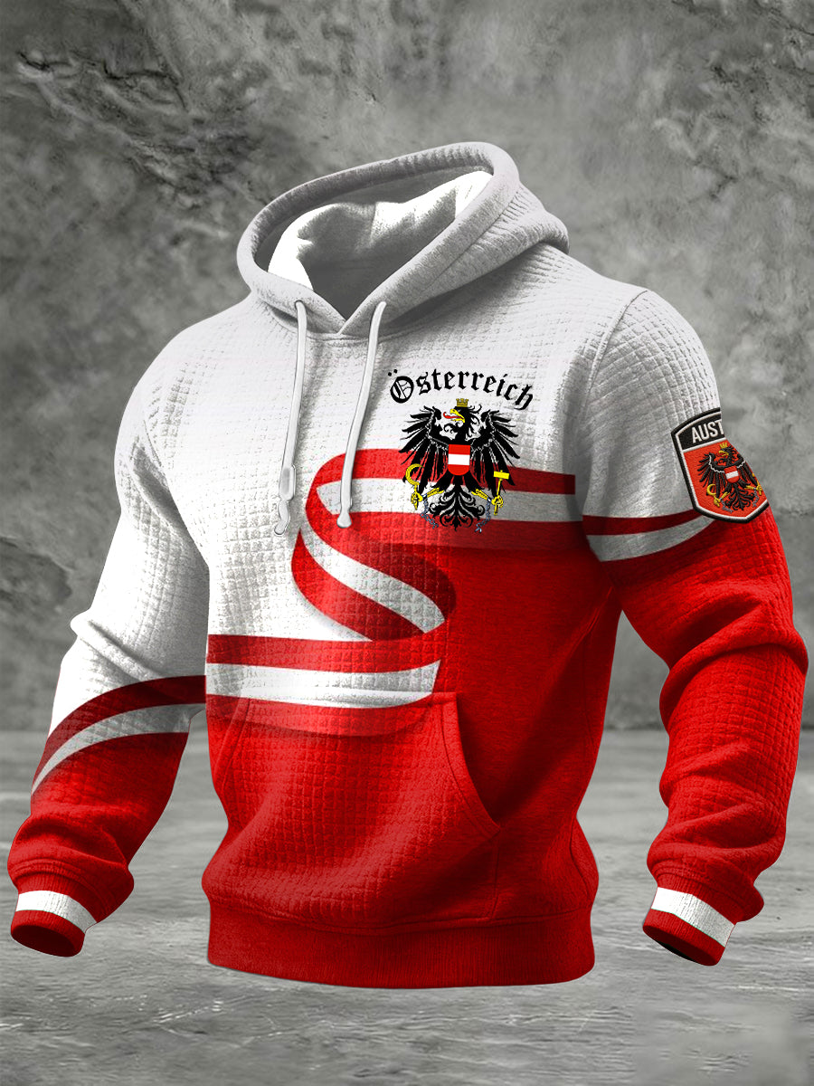 Retro Österreich ische Flagge Casual Waffel Hoodie