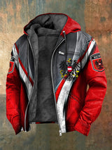 Retro Österreich ische Flagge Geometrische Kapuzen Fleece Jacke