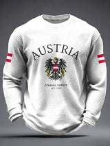 Retro Österreich ische Flagge Emblem Casual Waffel Weave T-Shirt