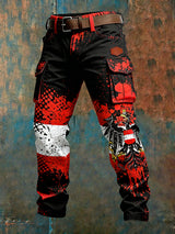 Herren Vintage Österreich ische Flagge Kunstdruck Business Casual Arbeits hosen