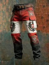 Herren Vintage Österreich ische Flagge Kunstdruck Business Casual Arbeits hosen