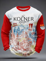 Männer Kölner Karneval Waffel lang ärmel iges T-Shirt