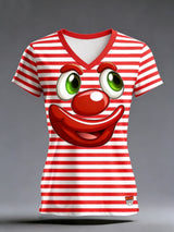 Damen Kölner Karneval kurz ärmel iges T-Shirt mit V-Ausschnitt, schulter frei