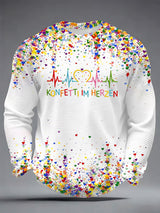 Kölner Karneval Konfetti im Herzen Druck Lässiges Waffel-Langarm-T-Shirt für Herren