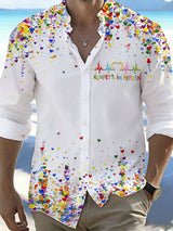 Köl scher Karneval Konfetti im Herzen bedruckt lässiges Langarm-Hemd